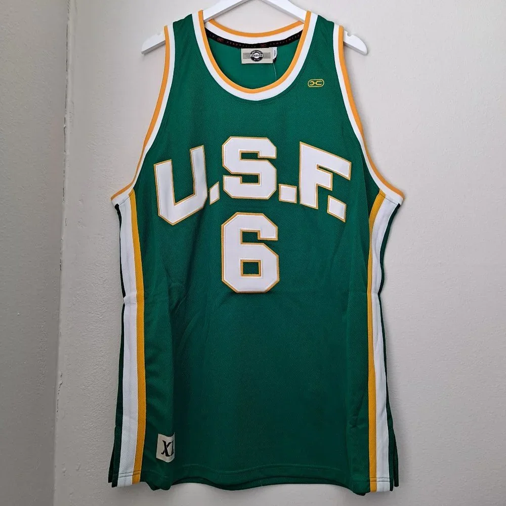 NWT Bill Russell #6 University of San Fran college throwback basketball jersey